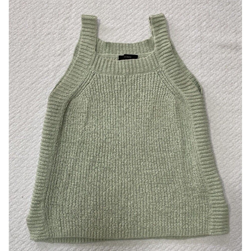 J.Crew Re-Imagined Sage Green Knit Tank Top Sweater Square Neck Size XS Cotton